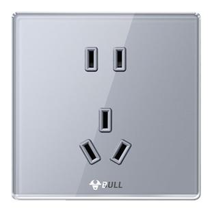 公牛插座官方旗舰店亚克力面板开关带usb嵌入式五孔插座暗装G62灰
