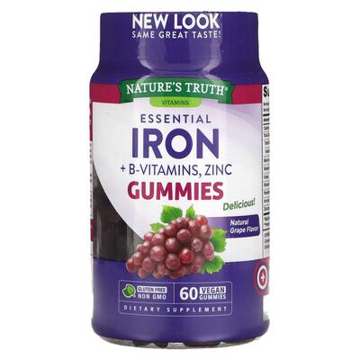 Nature's Truth,必需铁元素 + B 族维生素、锌，天然葡萄味，60