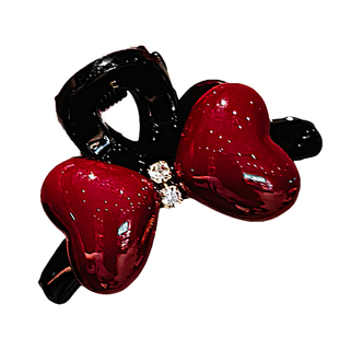 红色爱心蝴蝶结水钻小抓夹女新款精致侧边前额碎发夹刘海夹边夹女