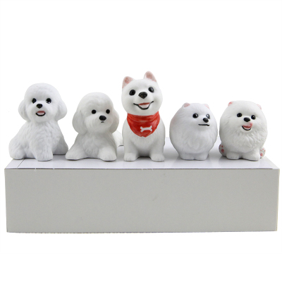 可爱小狗陶瓷摆件桌面工位摆设