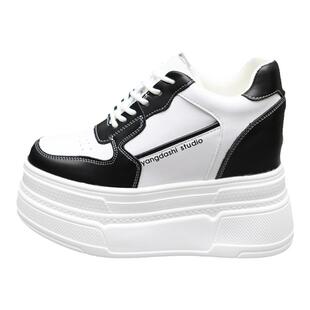 增高14CM小个子女鞋内增高12cm小白鞋春新款百搭松糕10厚底鞋33码