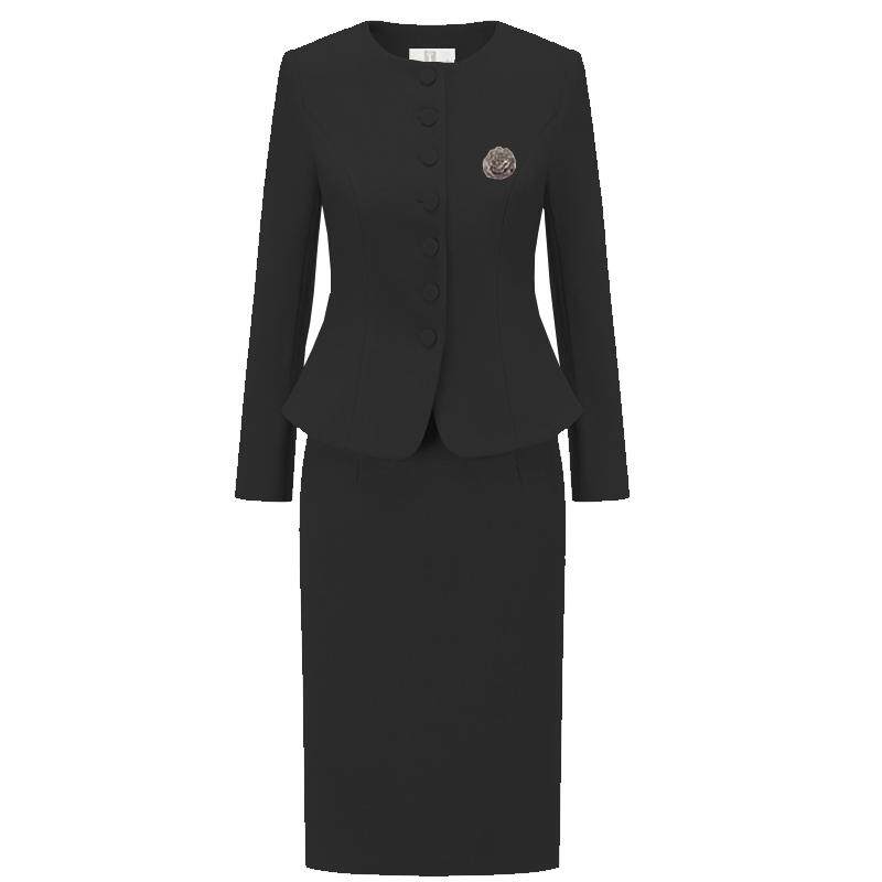 黑色高级感套装礼服女端庄大气