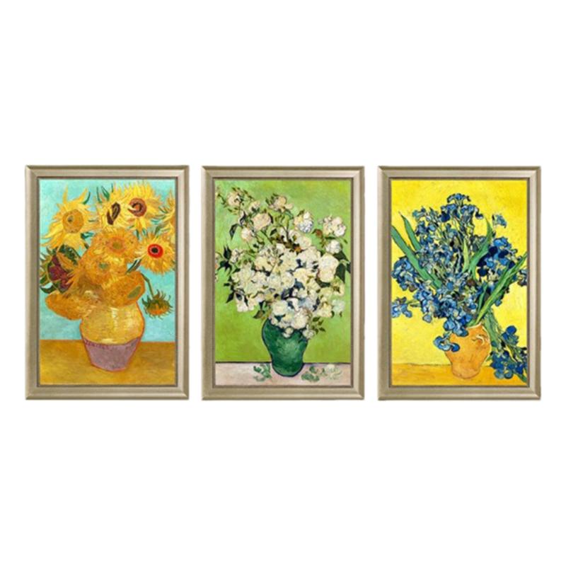 梵高油画花瓶向日葵鸢尾玫瑰新款