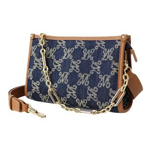 【新年礼物】万里马高级质感链条斜跨包小众设计通勤单肩牛仔包