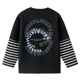 男童长袖T恤春款2026春装新款儿童中大童男孩春秋款打底衫上衣潮