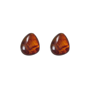 heeyo 琥珀氤氲/ 日常半透明树脂银耳钉复古简约玳瑁色耳夹耳环