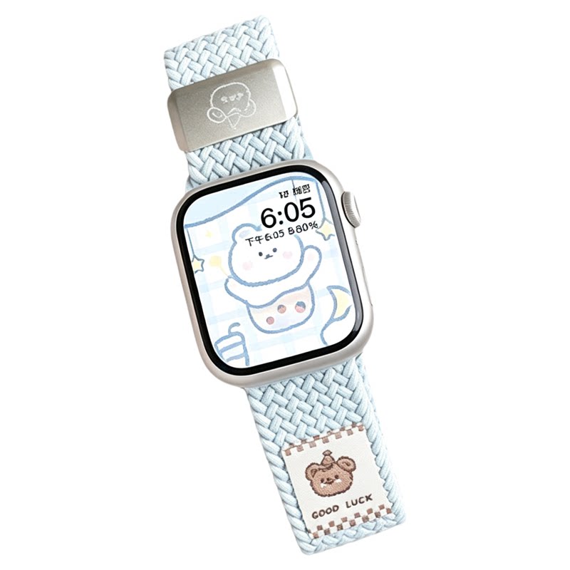 匠戴适用iwatch可爱小熊编织表带
