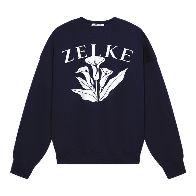 ZELKE春季韩版马蹄莲印花卫衣