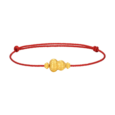 明牌珠宝硬金福至手链 黄金福禄绵长编织红绳手饰足金葫芦AFK0532
