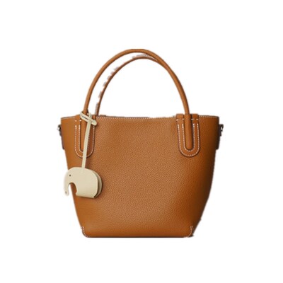 怪兽君真皮水桶包荔枝纹高级小包