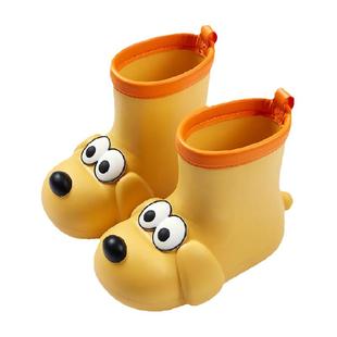 小狗儿童雨靴男童加绒可拆宝宝男孩雨鞋冬季保暖女童水鞋防滑胶鞋