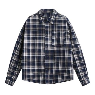 TIRED基础款磨毛格纹衬衫初秋cleanfit穿搭衬衣街头潮流休闲上衣