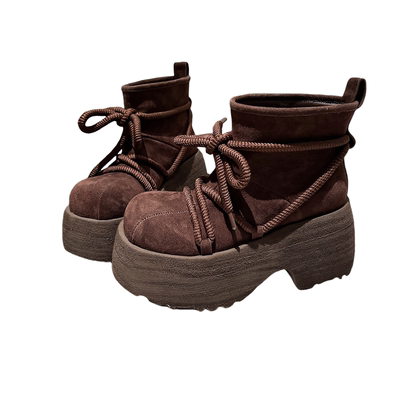 欧洲站机车靴大头小个子8cm女鞋