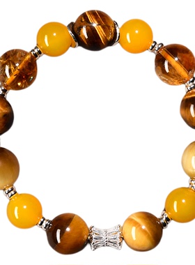 【普陀山官方】五行补土手串补缺天然黄水晶招财好运金发晶手链女