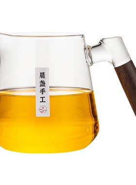 玻璃公道杯纯钛茶滤网木柄一体