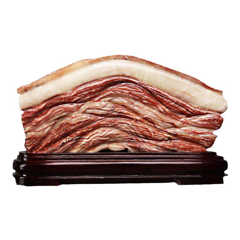 猪肉石天然五花肉石店内装饰摆件