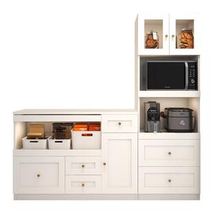 奶油风餐边柜茶水柜一体靠墙高低柜组合餐厅厨房储物简约8G242