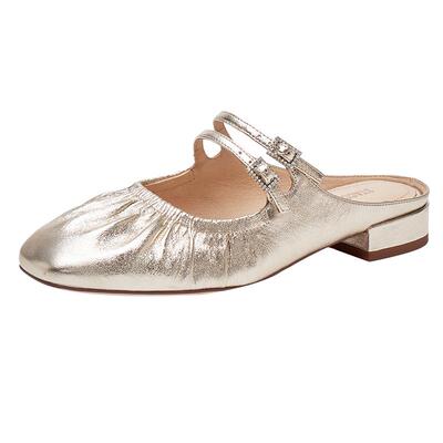 思加图褶金鞋复古穆勒拖鞋一脚蹬