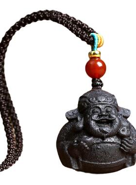 天然降真香小财神爷招财转运吊坠