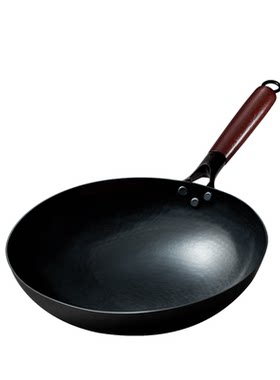 正品章丘家用无涂层铁锅官方旗舰店熟铁炒菜锅不粘锅老式手工炒锅
