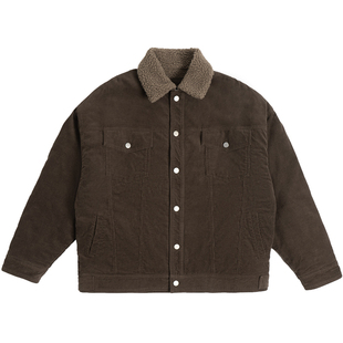 BODYDREAM灯芯绒加厚外套男冬季保暖宽松休闲仿羊羔绒巴恩风夹克