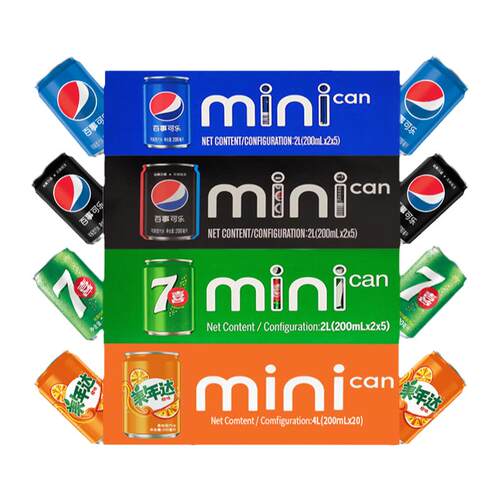百事可乐mini迷你罐七喜美年达200ml*24罐整箱特价小罐装汽水饮料