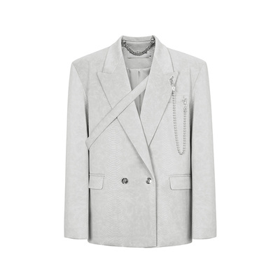 TIWILLTANG蛇纹皮垂感西装