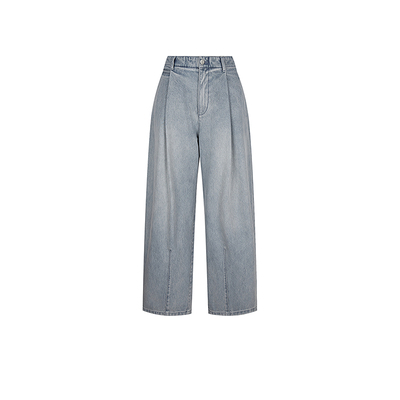 LESS新款全棉宽松阔腿长款牛仔裤