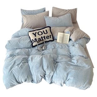 牛奶绒床上四件套2025新款床品冬季双面珊瑚法兰绒床单被套三件套