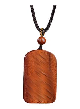 中式天然雷击木金光吊坠