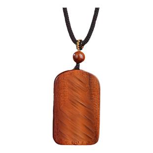 【玄灵阁】中式天然雷击木金光吊坠双面精项链枣雕男女士同款礼物