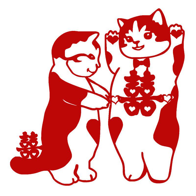婚庆加厚毛毡小猫喜字拉花门贴