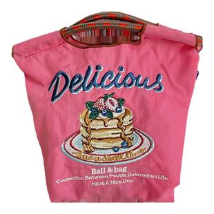 卡通mini款刺绣女包环保布袋ballchain 迷你刺绣尼龙布袋手提小包