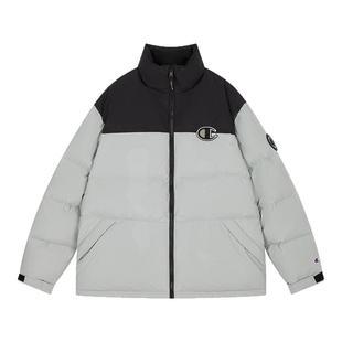 Champion冠军羽绒服男冬季新款拼色保暖外套女美式复古情侣潮