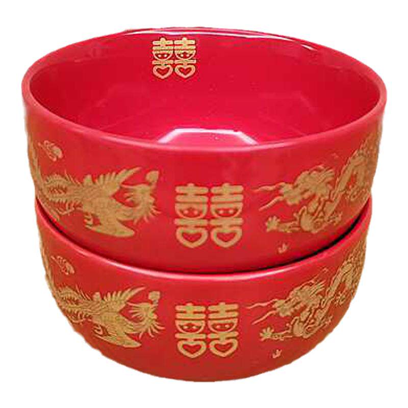 喜庆陪嫁新郎陶瓷碗筷套装汤勺
