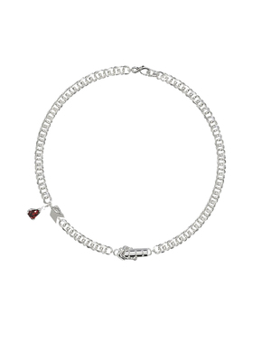 潮流百搭拼接毒液红宝石项链