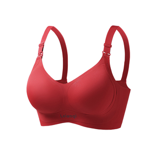 哺乳内衣聚拢防下垂孕妇孕期产后喂奶专用大红色本命年文胸罩薄款