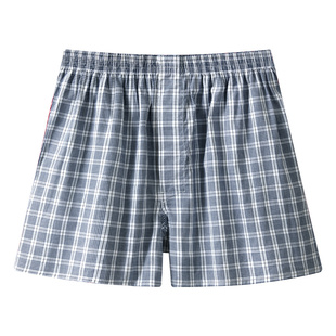 三枪格子内裤夏季男士阿罗裤家居裤夏睡裤短裤纯棉打底男平角裤棉