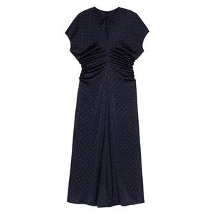 季末7折Maje2025秋冬新款女装法式时尚仿钻装饰长款收腰连衣裙