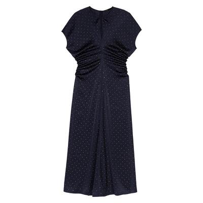 Maje时尚仿钻装饰长款收腰连衣裙