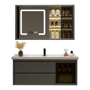 智能浴室柜洗脸盆柜组合陶瓷一体盆洗手卫生间洗漱台面镜实木套装