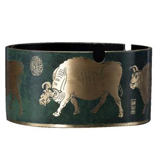 朱炳仁铜五牛积福烟灰缸工艺品实用中式创意艺术礼品办公桌摆件