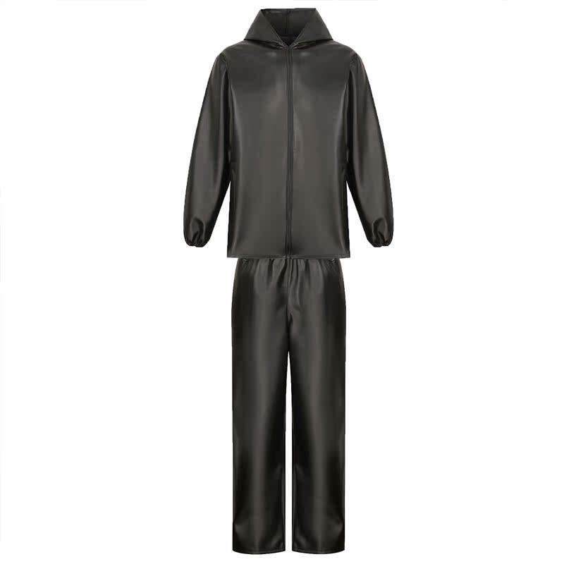 春秋薄款皮衣男外套防水耐磨中老年干活工作服皮衣皮裤套装男