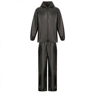 春秋薄款皮衣男外套防水耐磨中老年干活工作服皮衣皮裤套装男