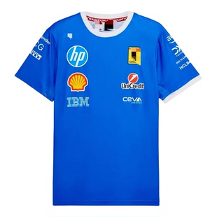 2025新款F1赛车服蒙扎特别版圆领衫定制速干夏季法拉利蓝色短袖