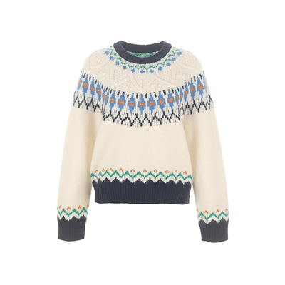 wanatry纯羊毛费尔岛提花毛衣女