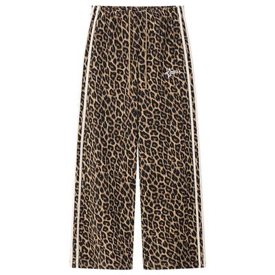 CLIMAX VISION星星刺绣条纹织带复古豹纹直筒裤情侣装休闲裤子