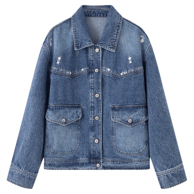 画风drawwind工装翻领牛仔外套