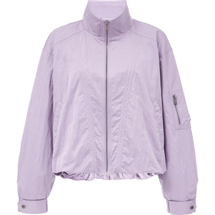 ONLY2025秋季新款领口拼接挺括纯色立领轻薄宽松短款夹克外套女