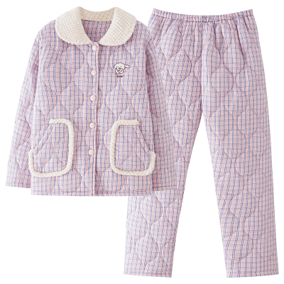 【浪莎】三层夹棉加绒睡衣女冬季